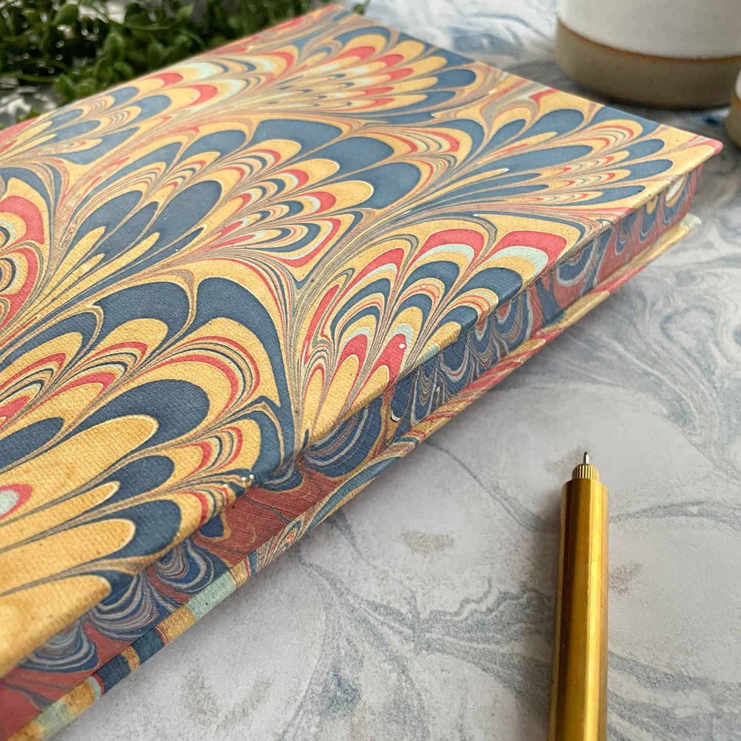 marbled notebook hand made from recycled materials