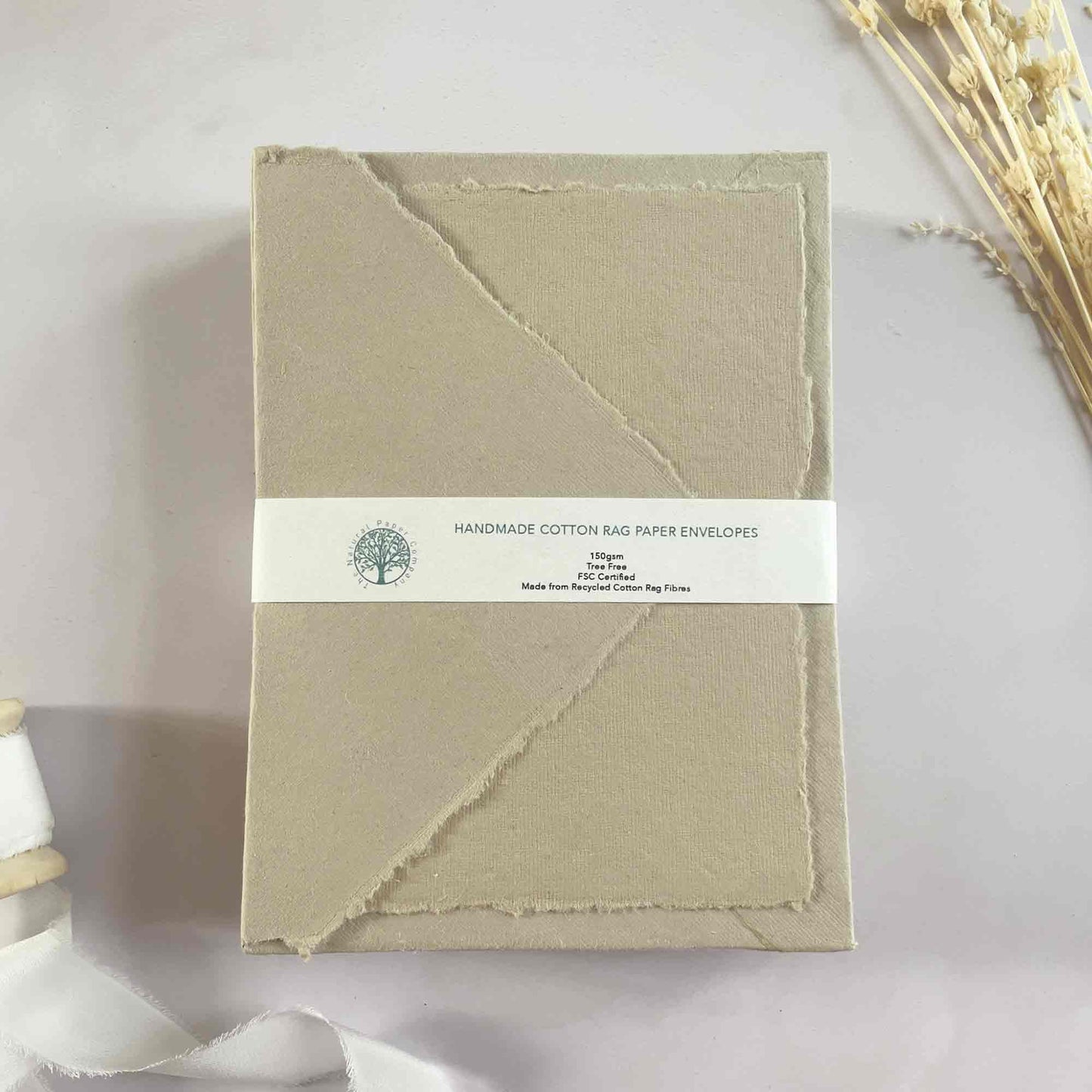 Mushroom handmade cotton rag card and envelope set.  Recycled envelope and card set by The Natural Paper Company