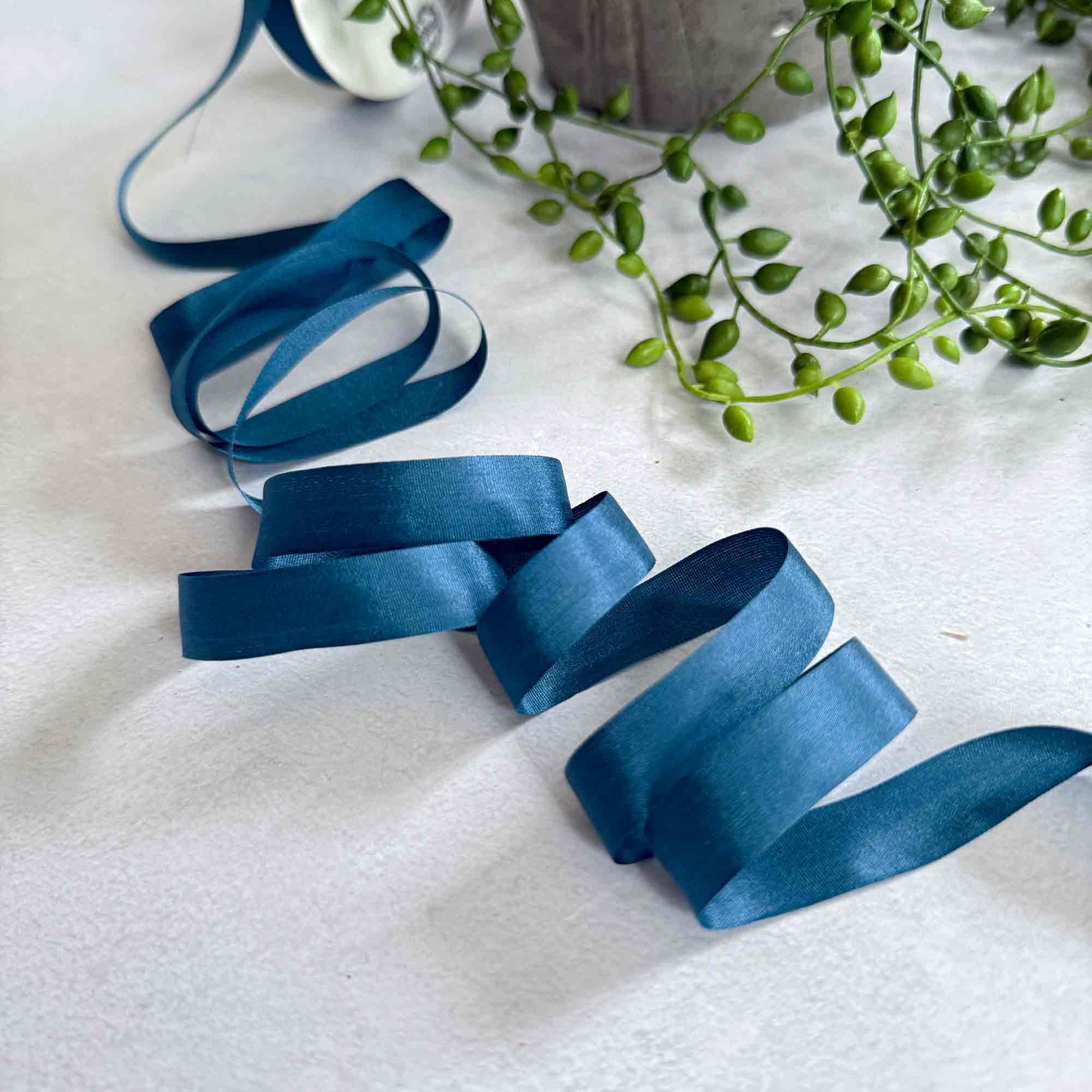 narrow navy silk ribbon