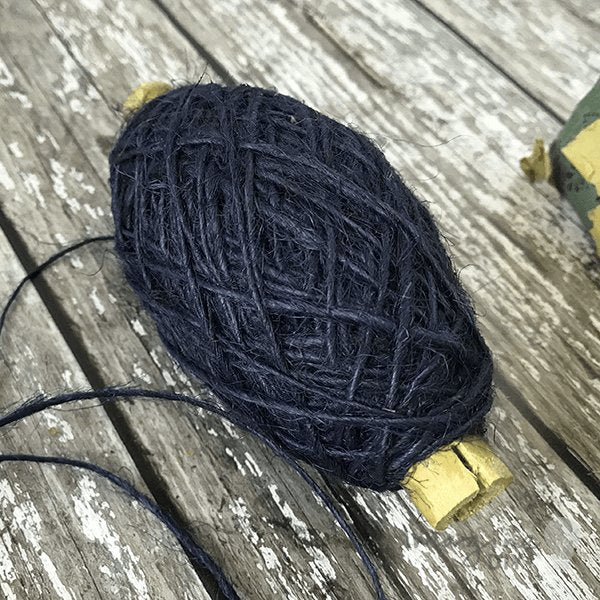 Fine Flaxcord string in navy blue colour.  Rustic string for floristry, gift wrapping, crafts and gardening.  Decorative string made from natural fibres.  By The Natural Paper Company