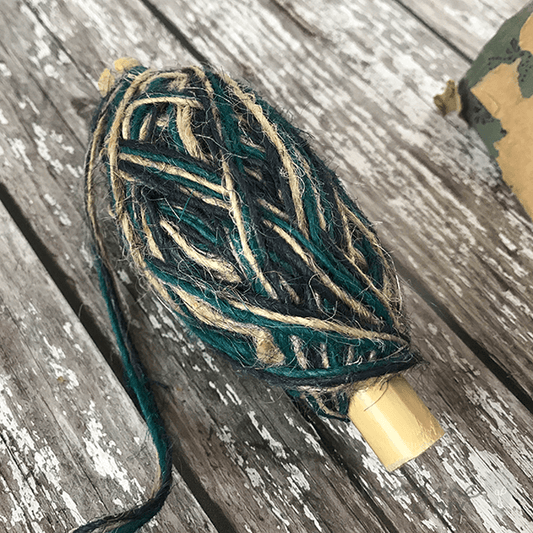 decorative string made from flax.  £ colour string in shades of teal, navy and natural.  Eco friendly and biodegradable string for gift wrapping and floristry.  By The Natural Paper Company