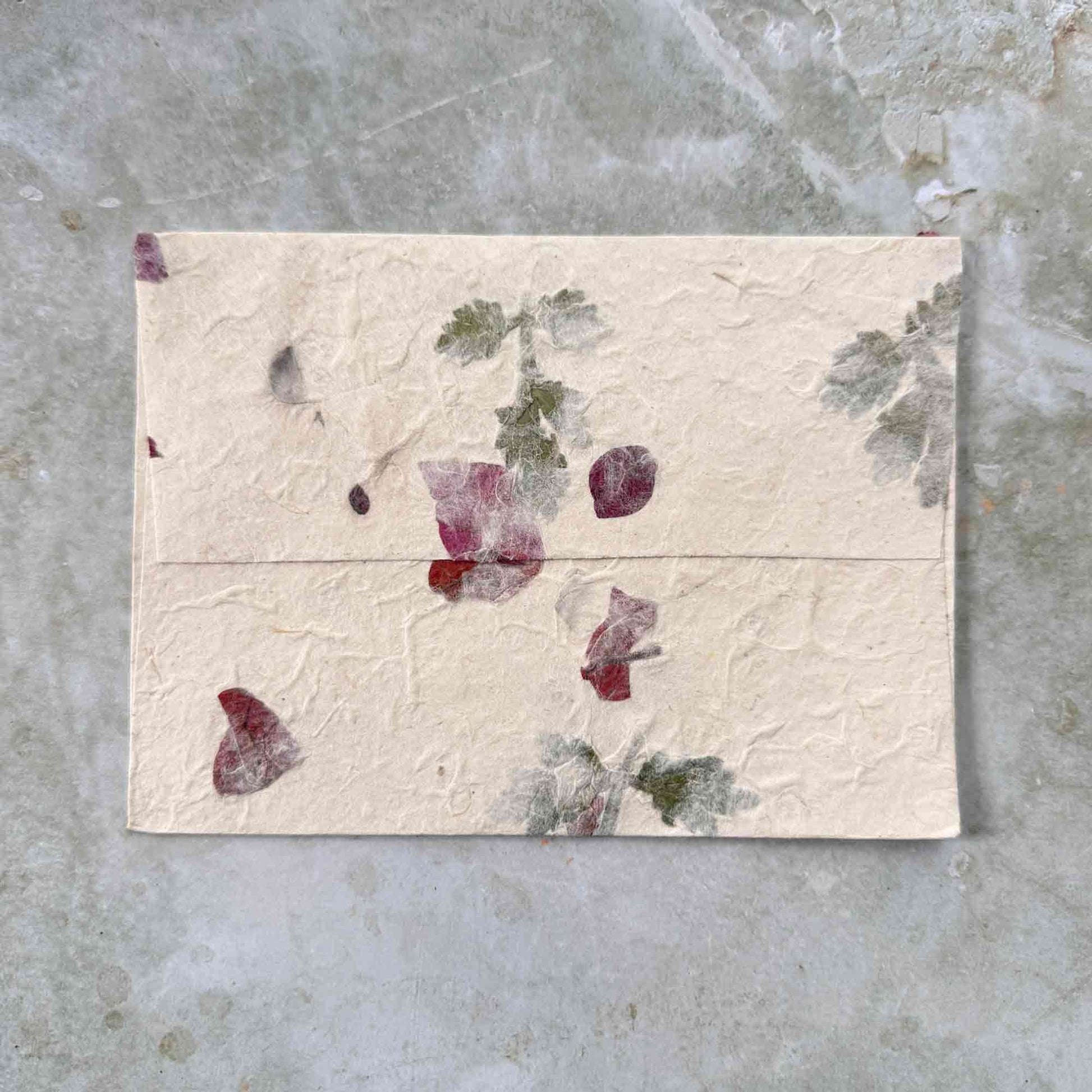 handmade lokta paper envelope with flowers