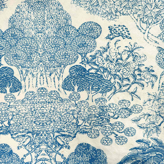 blue and white floral wrapping paper made from eco friendly lokta paper