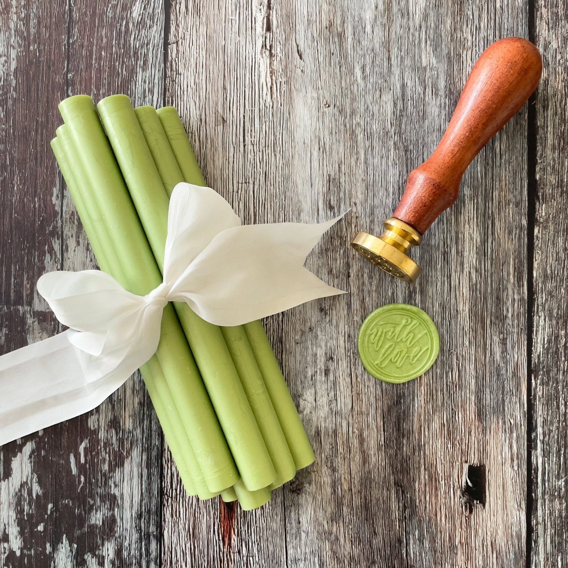 Sealing Wax Sticks in Olive Green. wax seals made from natural bees wax.  thenaturalpapercompany   