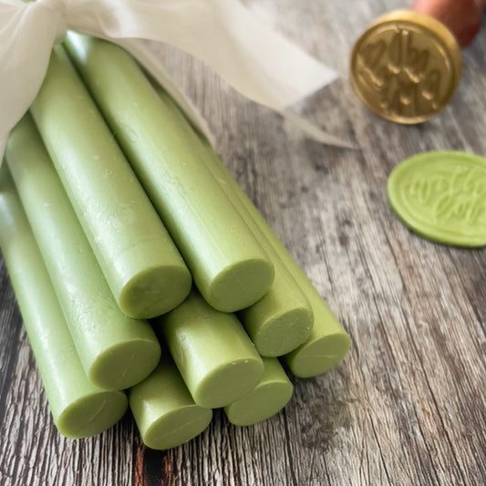 Olive Green Sealing Wax Sticks. Olive Green wax seals from thenaturalpapercompany.com   