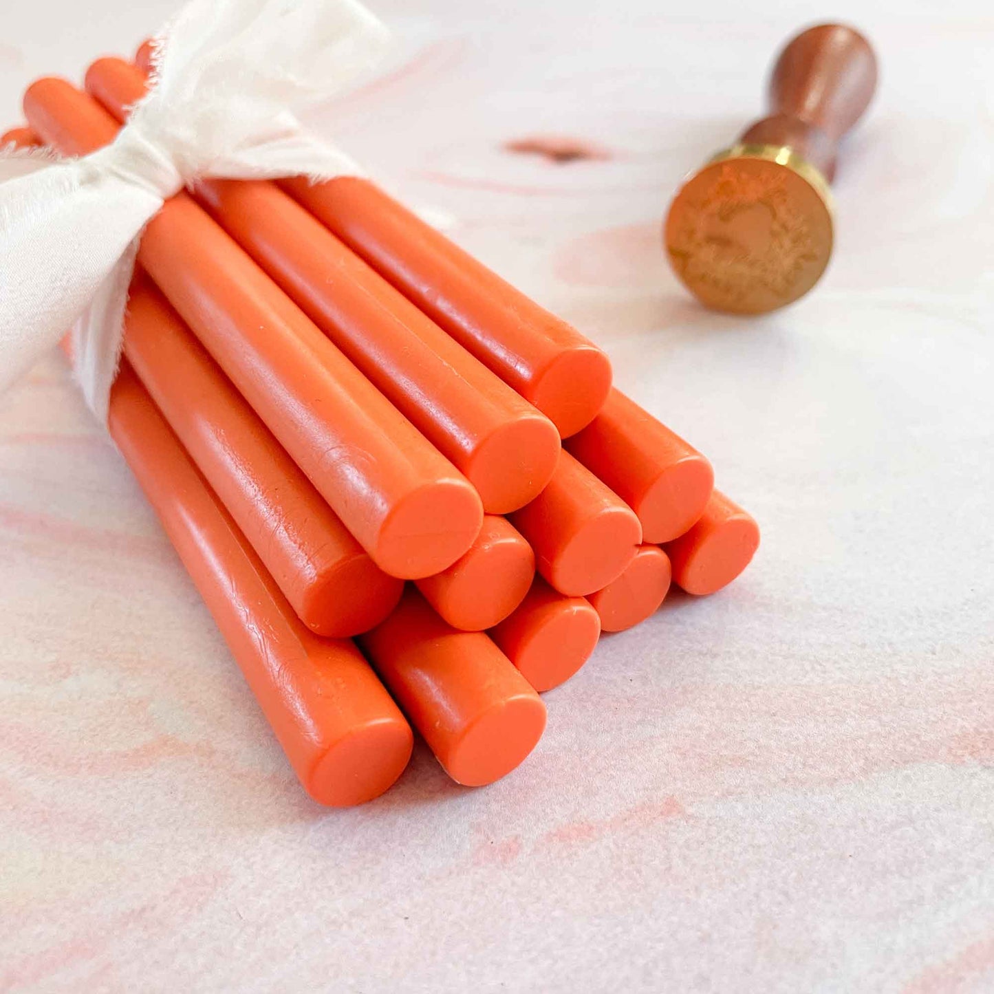 orange wax for wax seals.  Eco friendly wax sticks by The Natural Paper Company