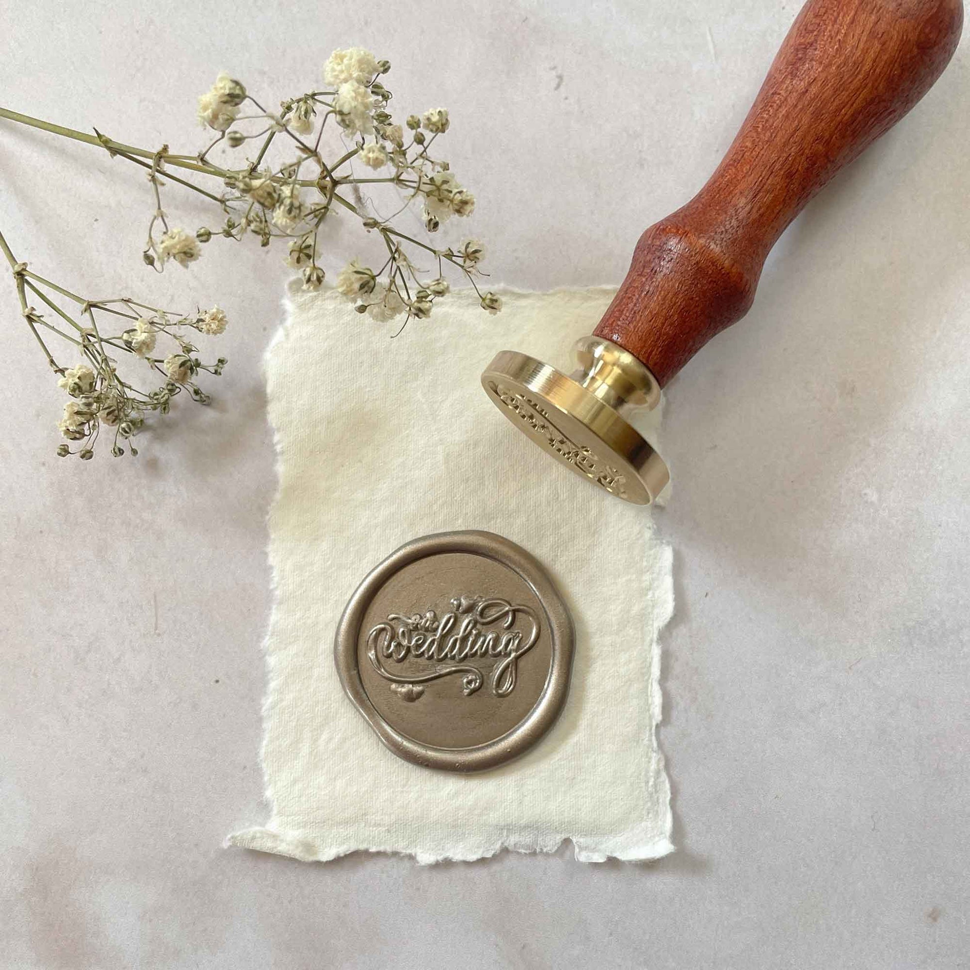 Our Wedding stamp for making wax seals for DIY wedding invitations and stationery.  A beautiful wax seal for weddings.  By The Natural Paper Company