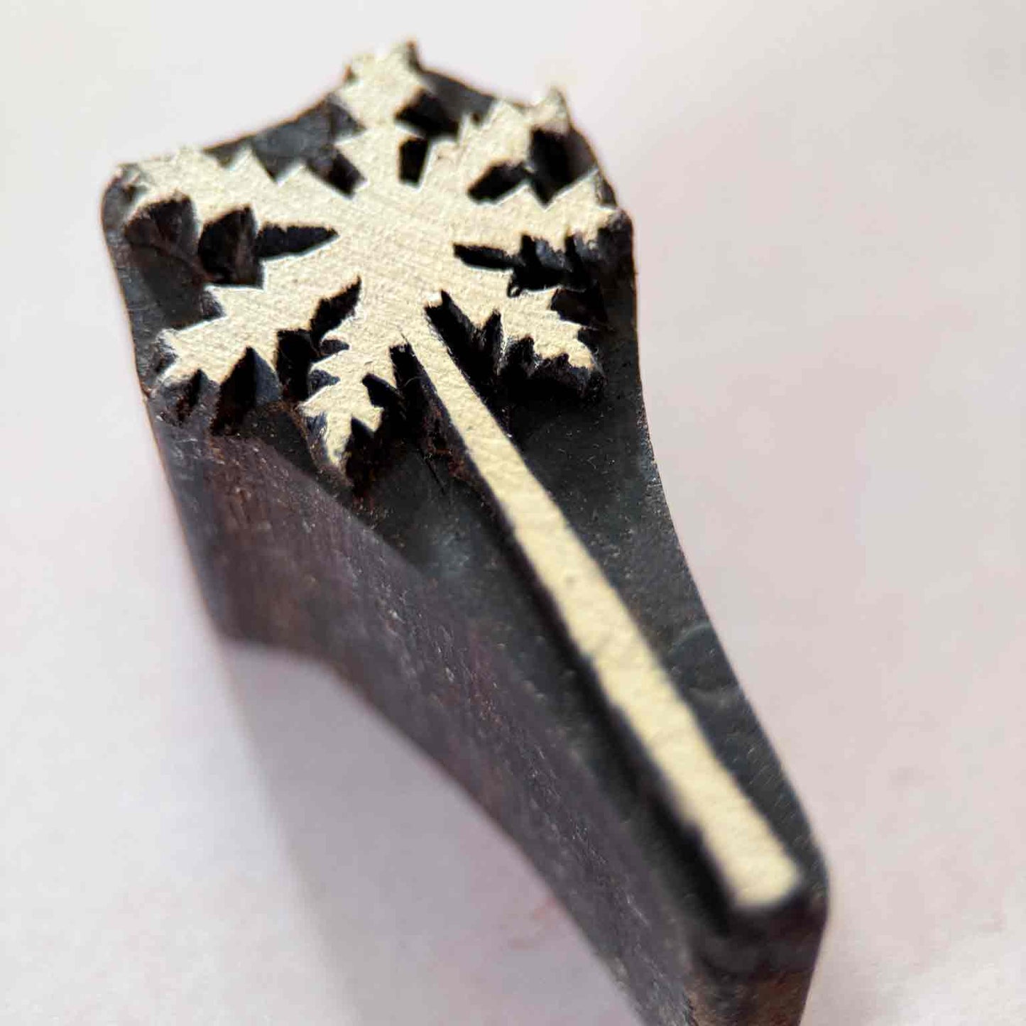 Palm Tree traditional printing block showing carved trunk and tropical leaves