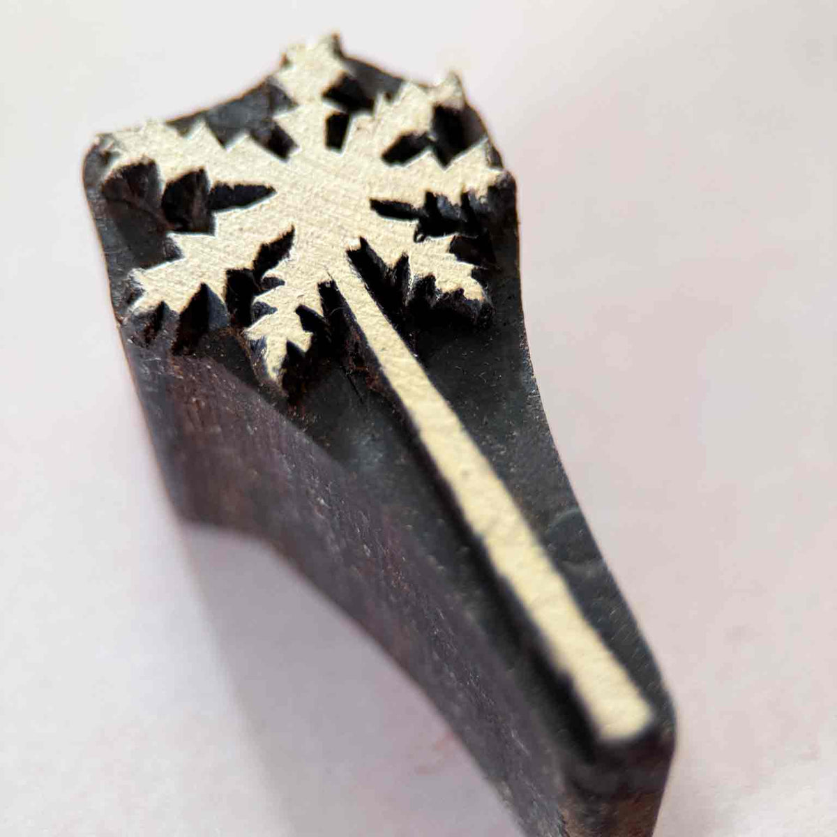 Palm Tree traditional printing block showing carved trunk and tropical leaves