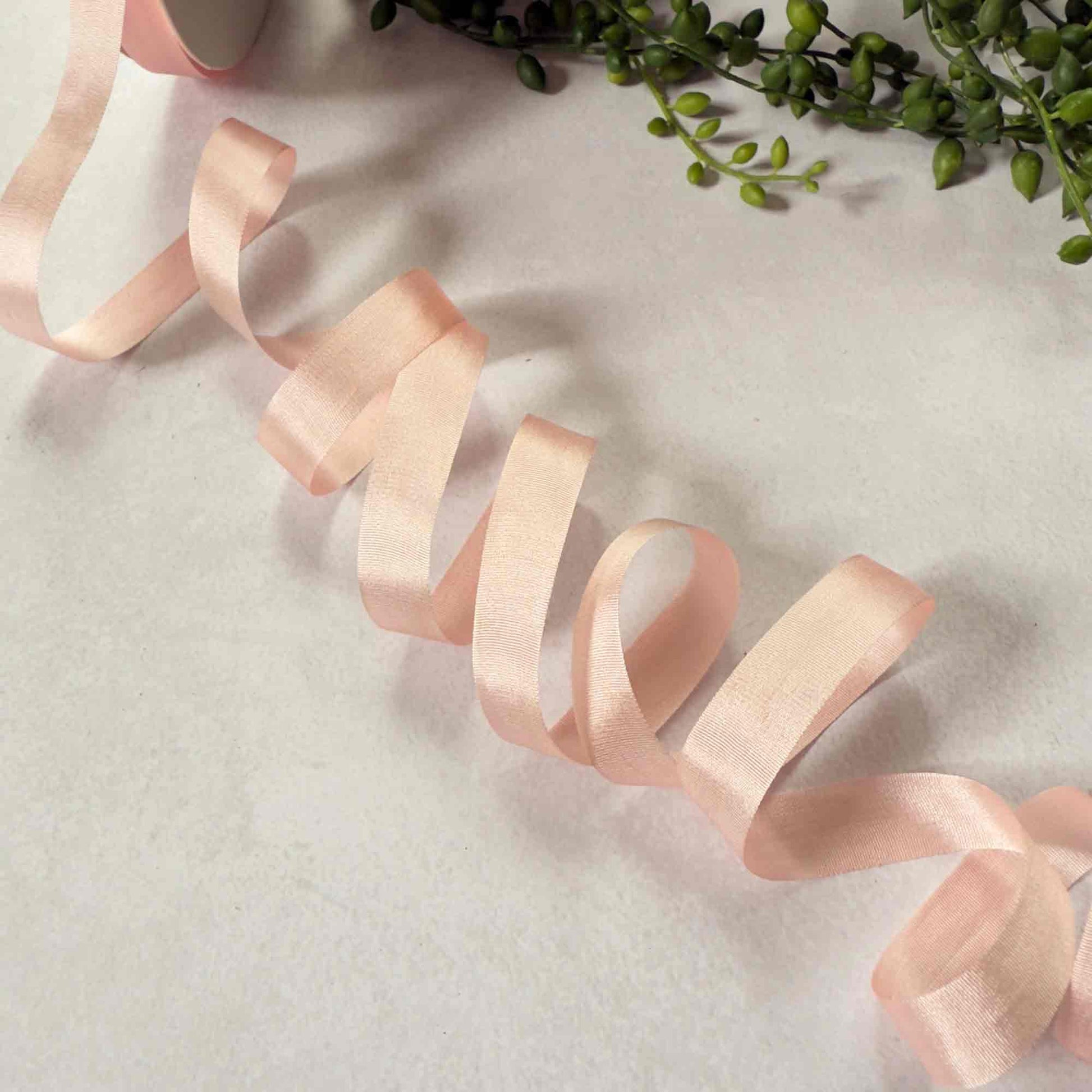 peach puff 1cm wide silk ribbon