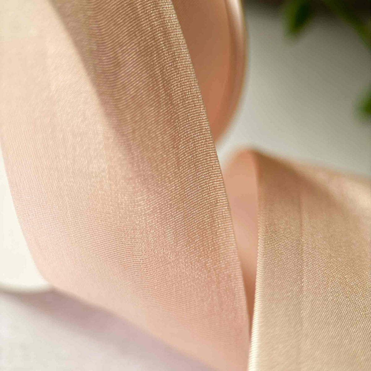 Peach Color Ribbons close up image of peach silk ribbon