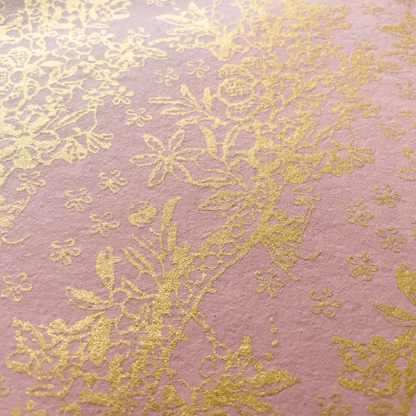 Fleur Lustre in Pink and Gold . Art & Crafting Materials by The Natural Paper Company.  Decorative recycled paper with a pretty metallic print.