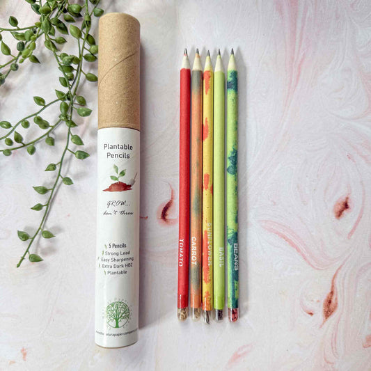 set of plantable pencils made from recycled paper.  
