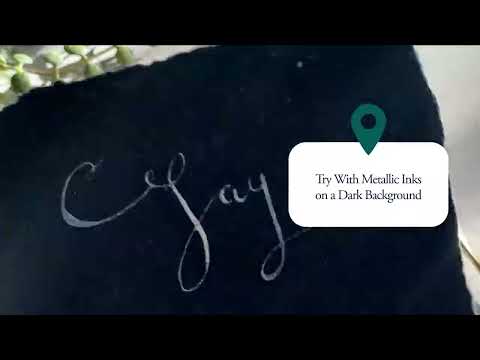 Use Silver or Gold Calligraphy Ink to Write on a Dark Background.  In This video, I've used the Bloom Oblique  Calligraphy Pen by Toms Studio