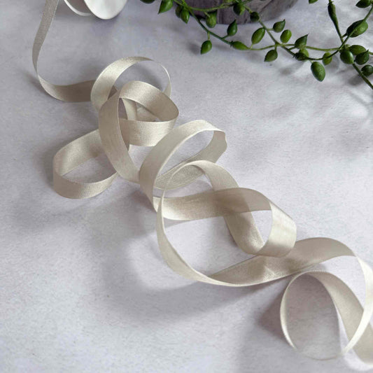 beige narrow silk ribbon