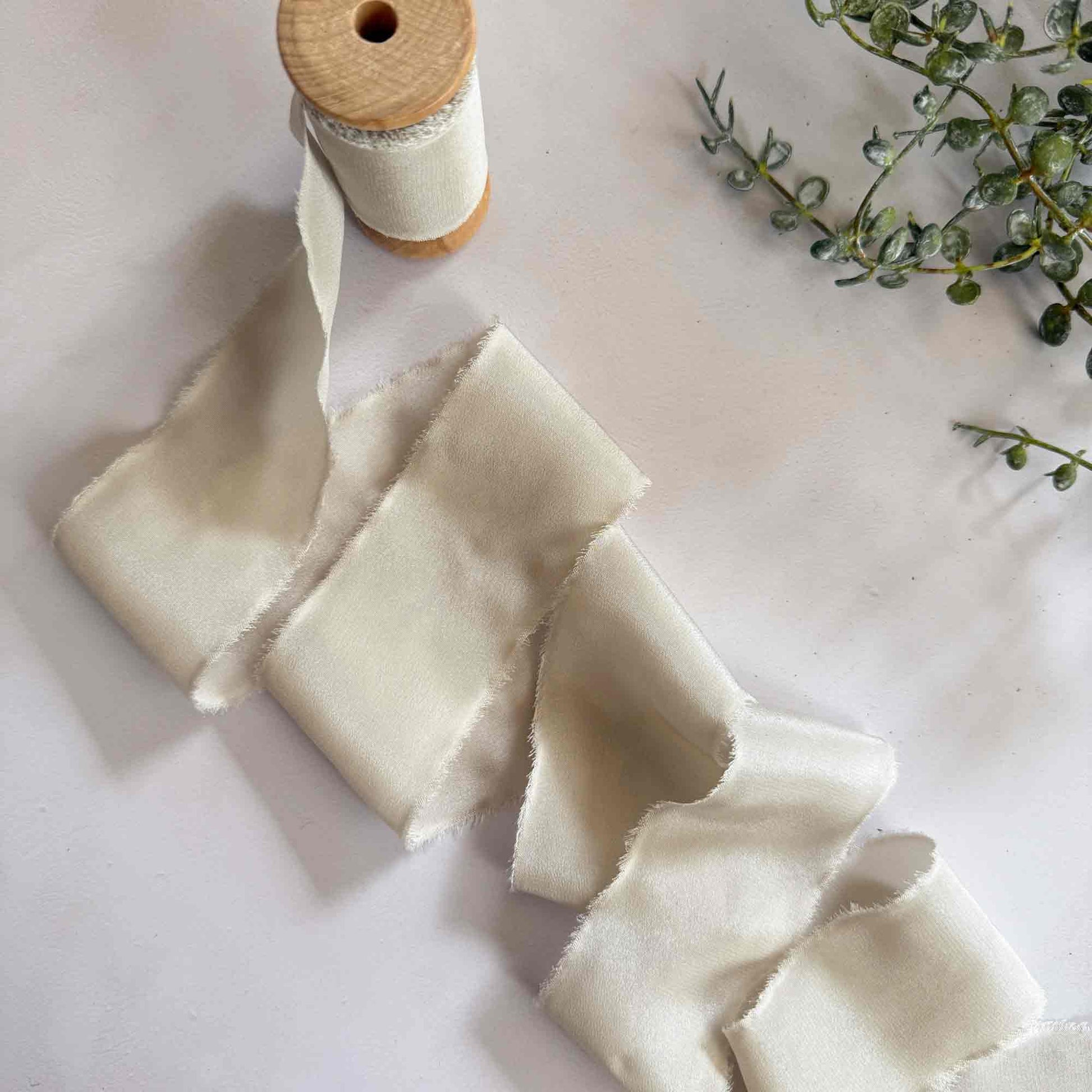 Taupe fine silk ribbon