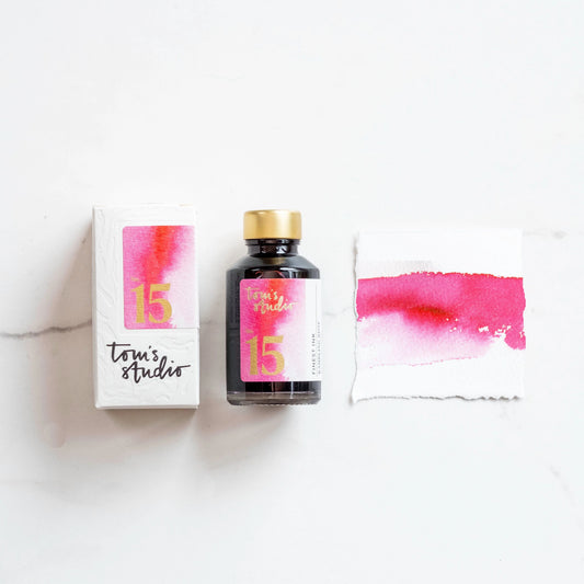 Rambling Rose Fountain Pen Ink by Toms Studio.  Pinky red ink for refillable fine liner and artists pens.  