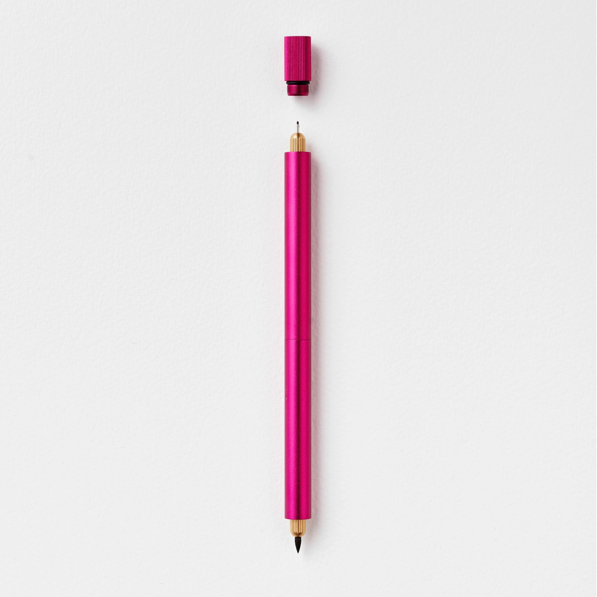 Raspberry refillable Pen with changeable multi tips.  Lumos Duo Pro pen by Toms Studio.  Hot Pink Colour.