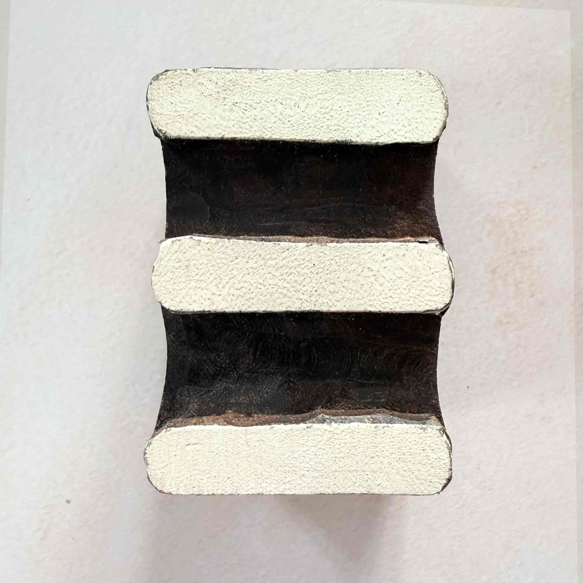 Rekha geometric wooden stamp featuring three bold horizontal stripe printing surfaces