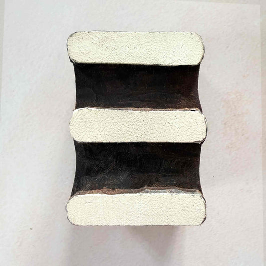 Rekha geometric wooden stamp featuring three bold horizontal stripe printing surfaces