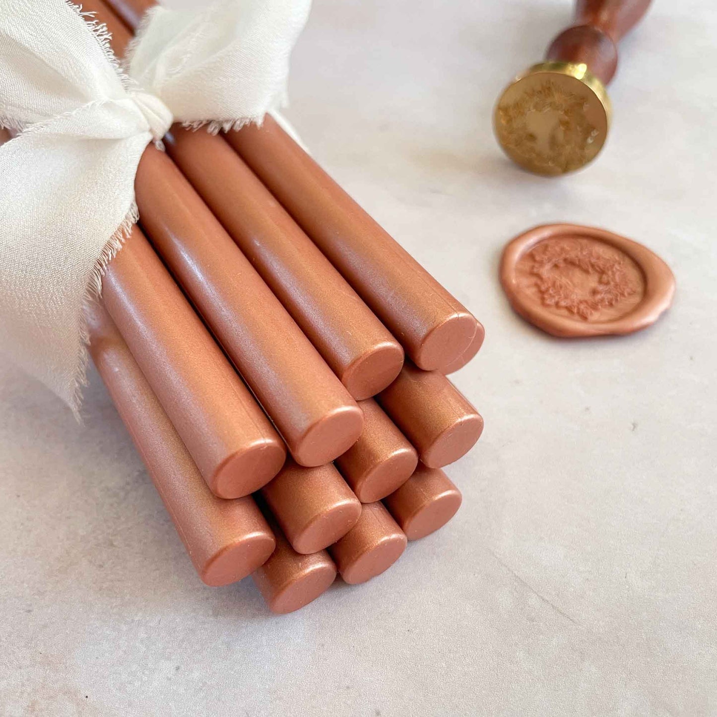 Rose Gold sealing wax sticks.  11mm glue gun wax