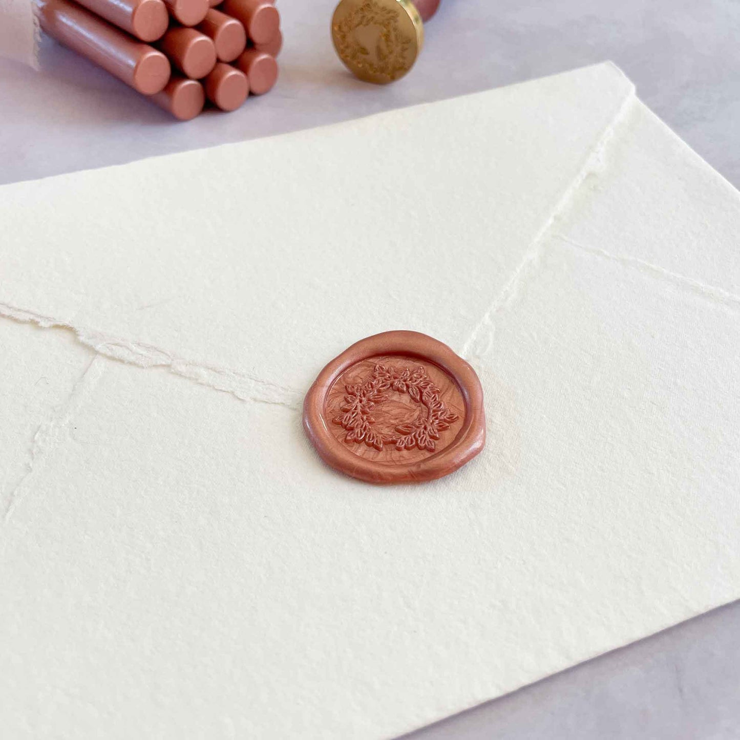 rose gold wax seals by The Natural Paper Company