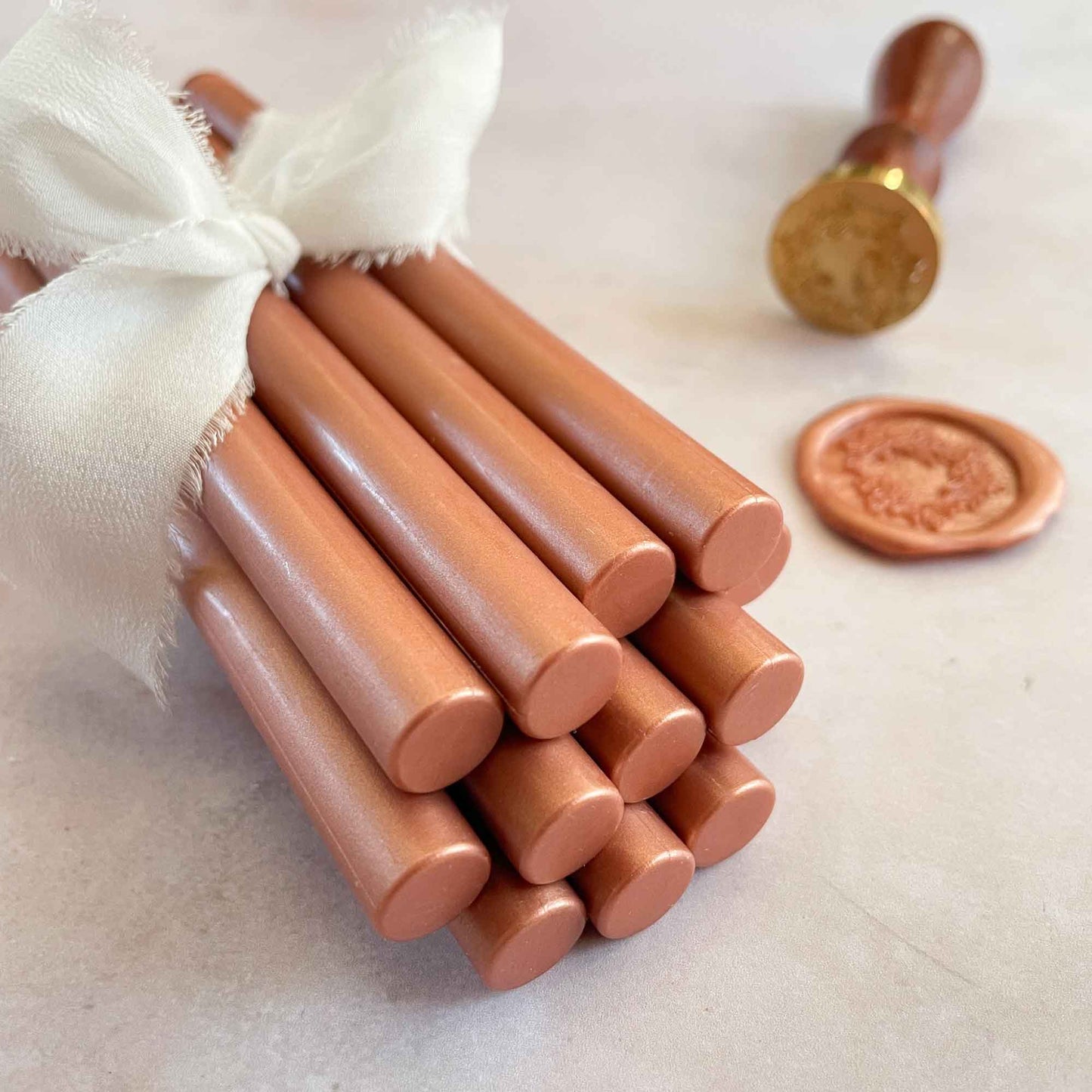 Eco friendly sealing wax in rose gold.  Wax Seal Sticks by The natural paper Company