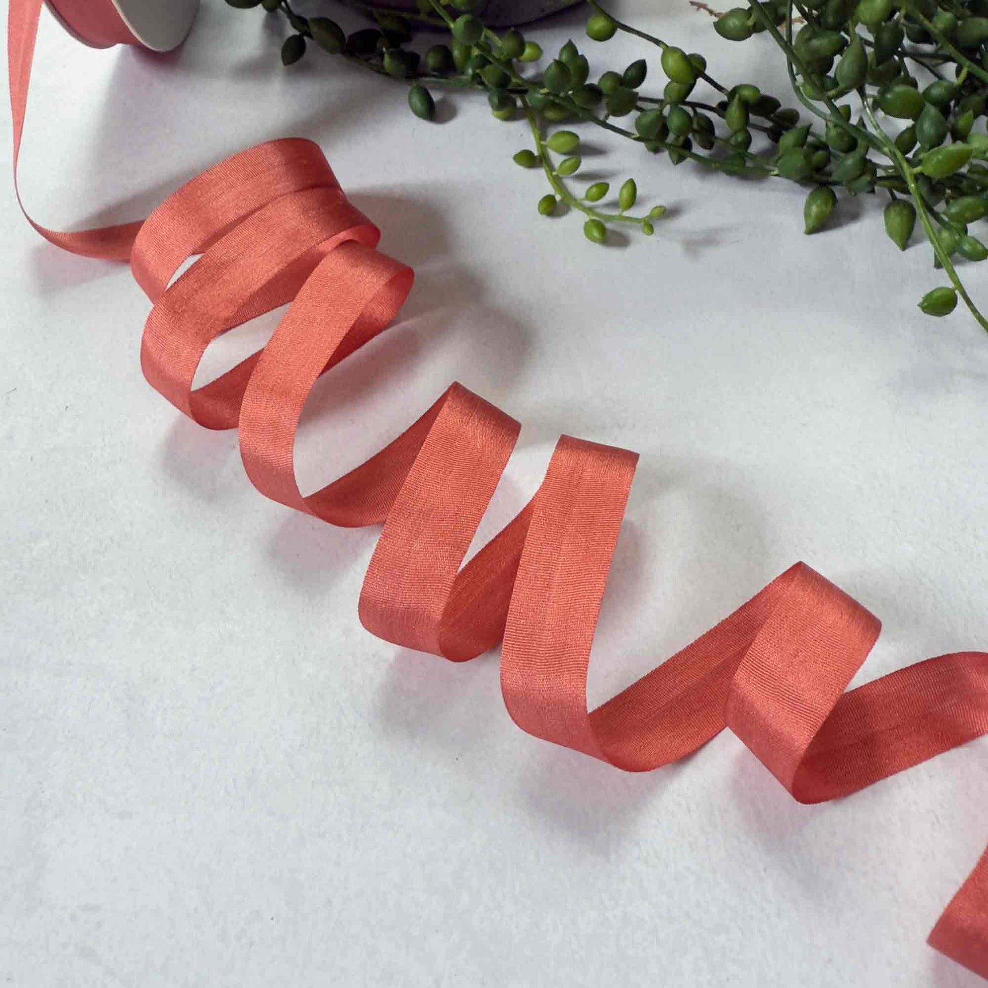 autumn shade silk ribbon in a narrow width