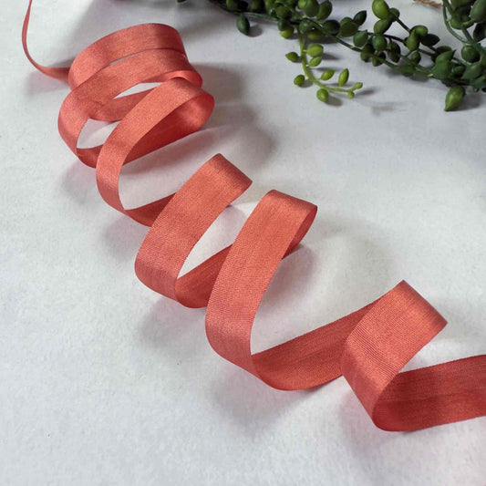 burnt orange colour narrow silk ribbon