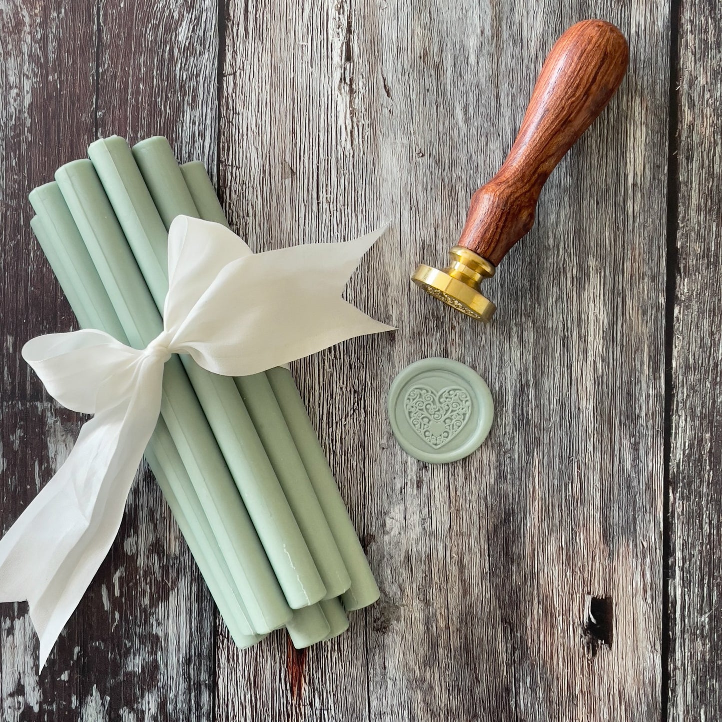 Sealing Wax Sticks in Sage Green. wax seals from thenaturalpapercompany.com   