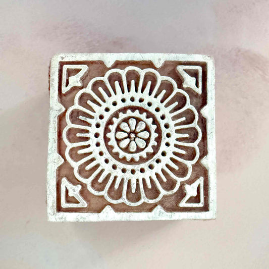 decorative square tile pattern wood block stamp