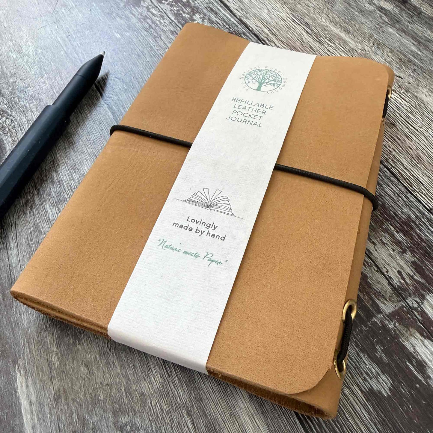 Handmade sand leather refillable journal A6 | The Natural Paper Company

