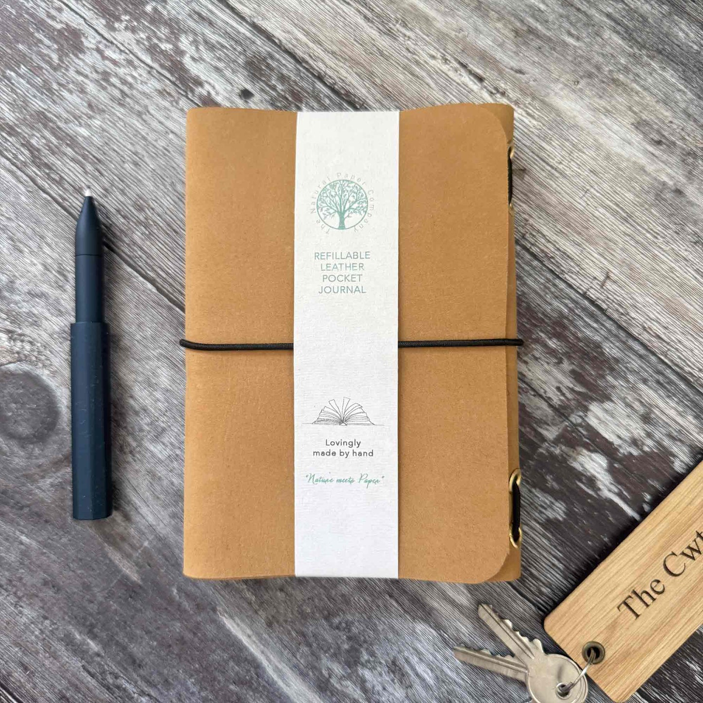 Handmade sand leather refillable journal A6 | The Natural Paper Company
