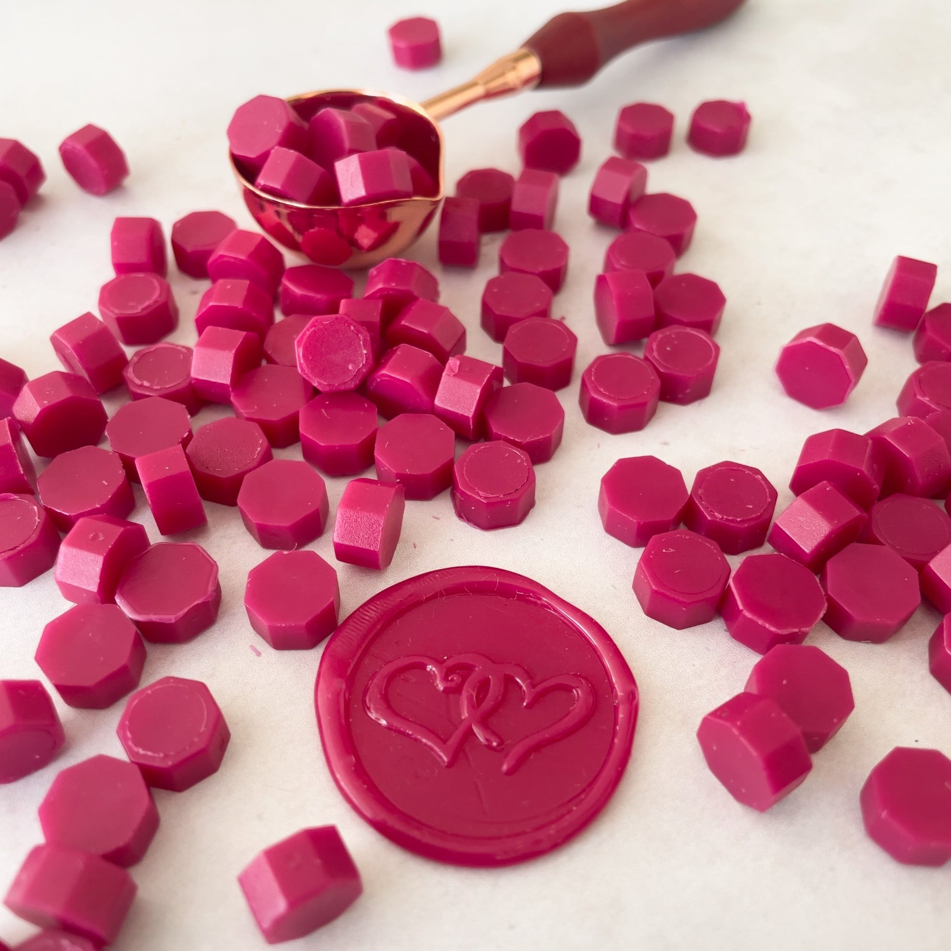 Scarlet red sealing wax beads.  Eco friendly wax for making wax seals.  Plastic free, paraffin free and biodegradable wax by The Natural Paper Company