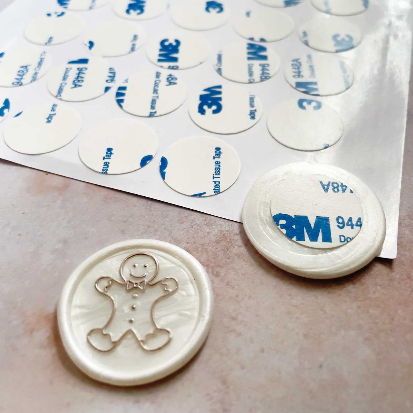 Round stickers for wax seals.  Make wax seal stickers at home with these double sided round stickers.  By The Natural Paper Company