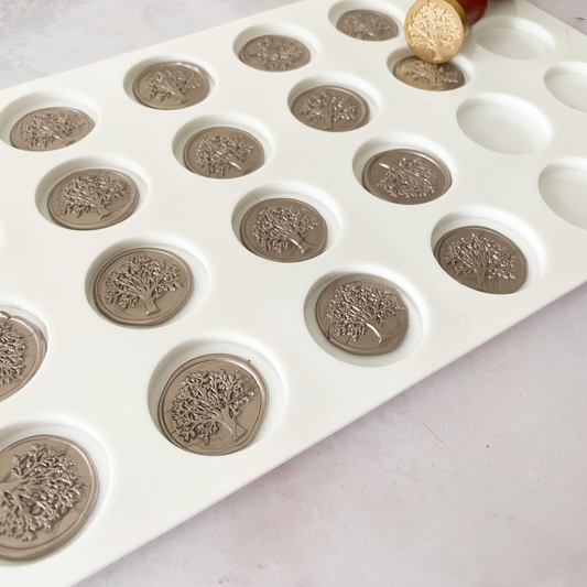 silicone mat for making multiple wax seals.  Non stick wax stamping tray with 24 cavities