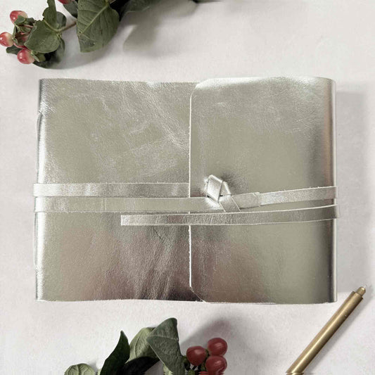 silver leather artist journal
