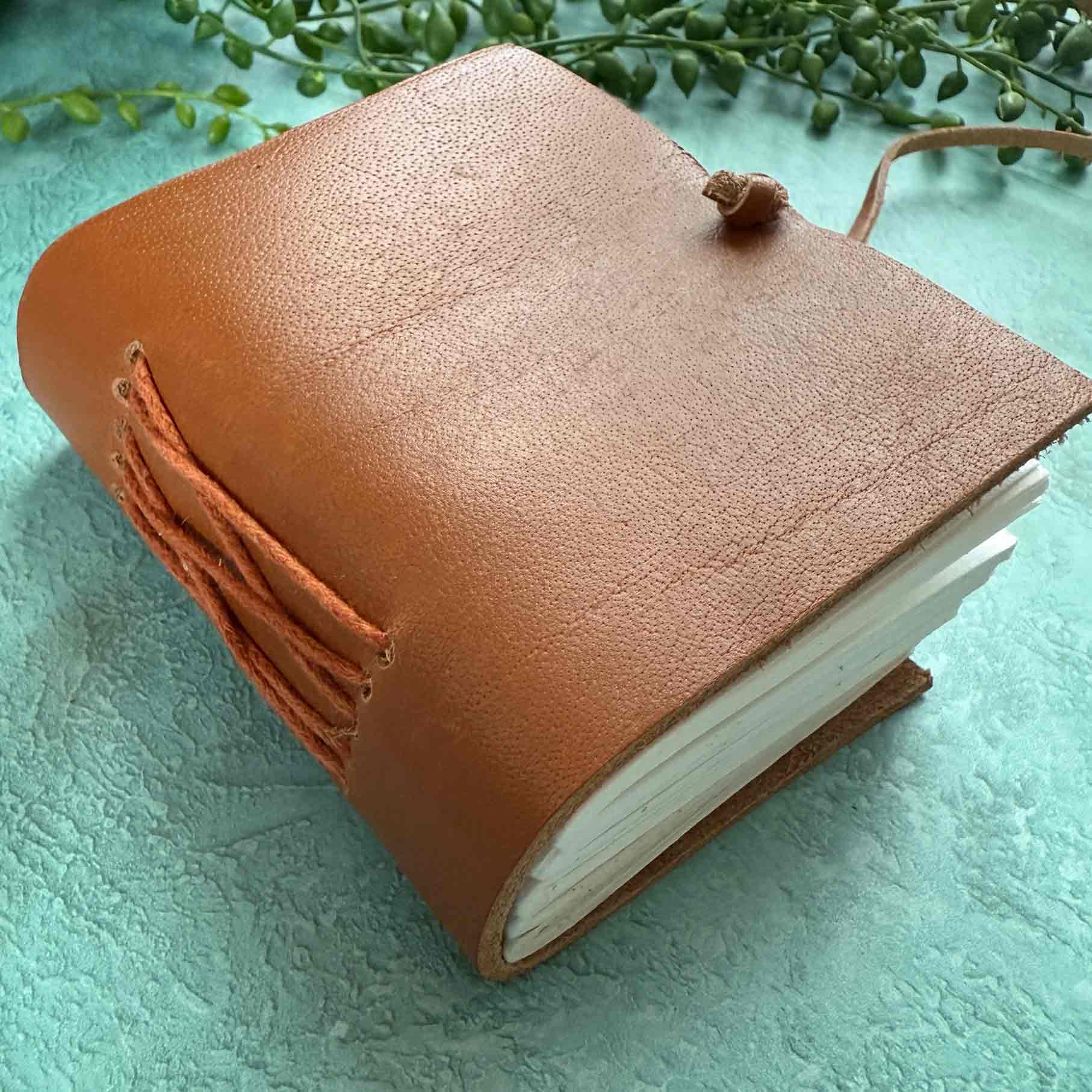tan leather mini journal