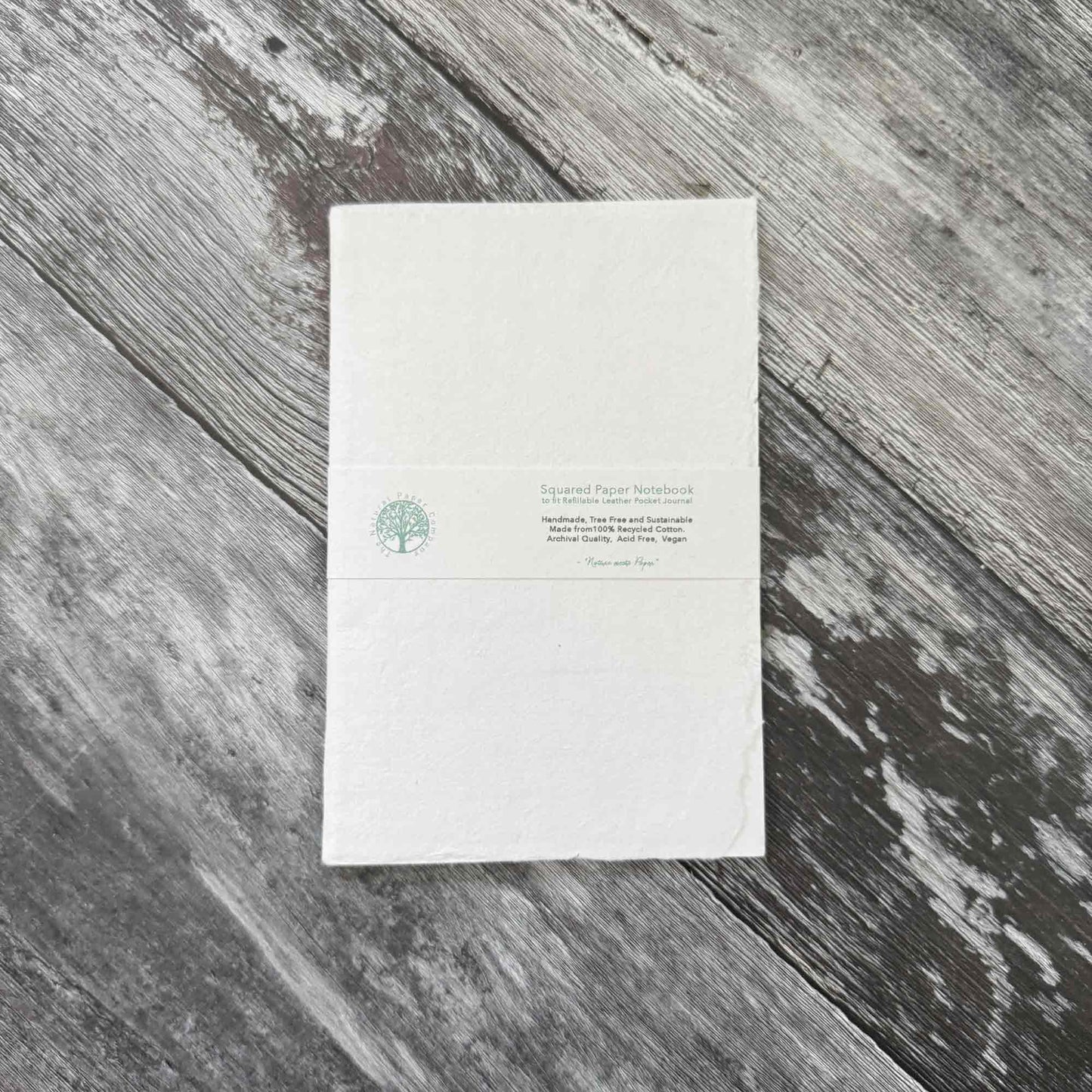 Square grid refill insert – handmade cotton paper, hand‑stitched for A6 leather journals