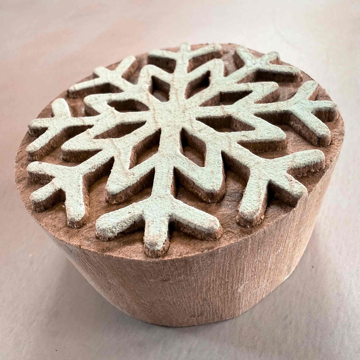 Indian wood block stamp with snowflake pattern