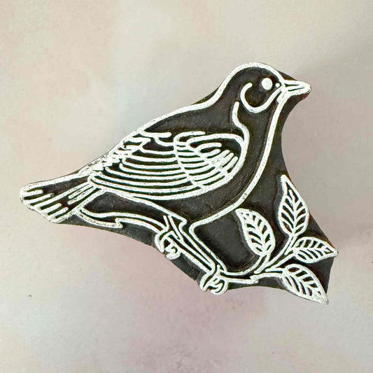 Bird design wood block stamp for staping onto paper, card and fabric