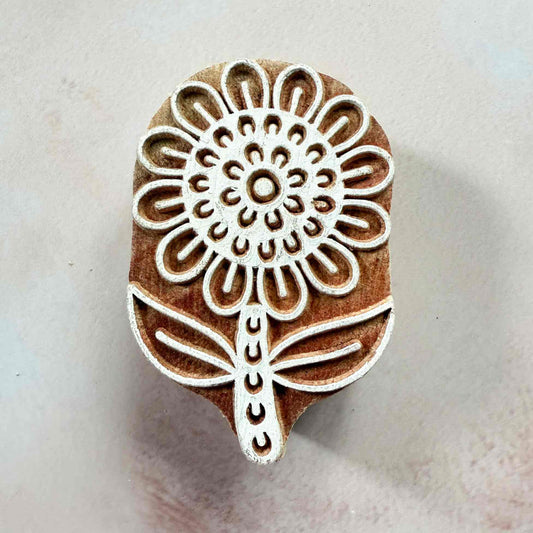 pretty sunflower design wood block stamp for print making
