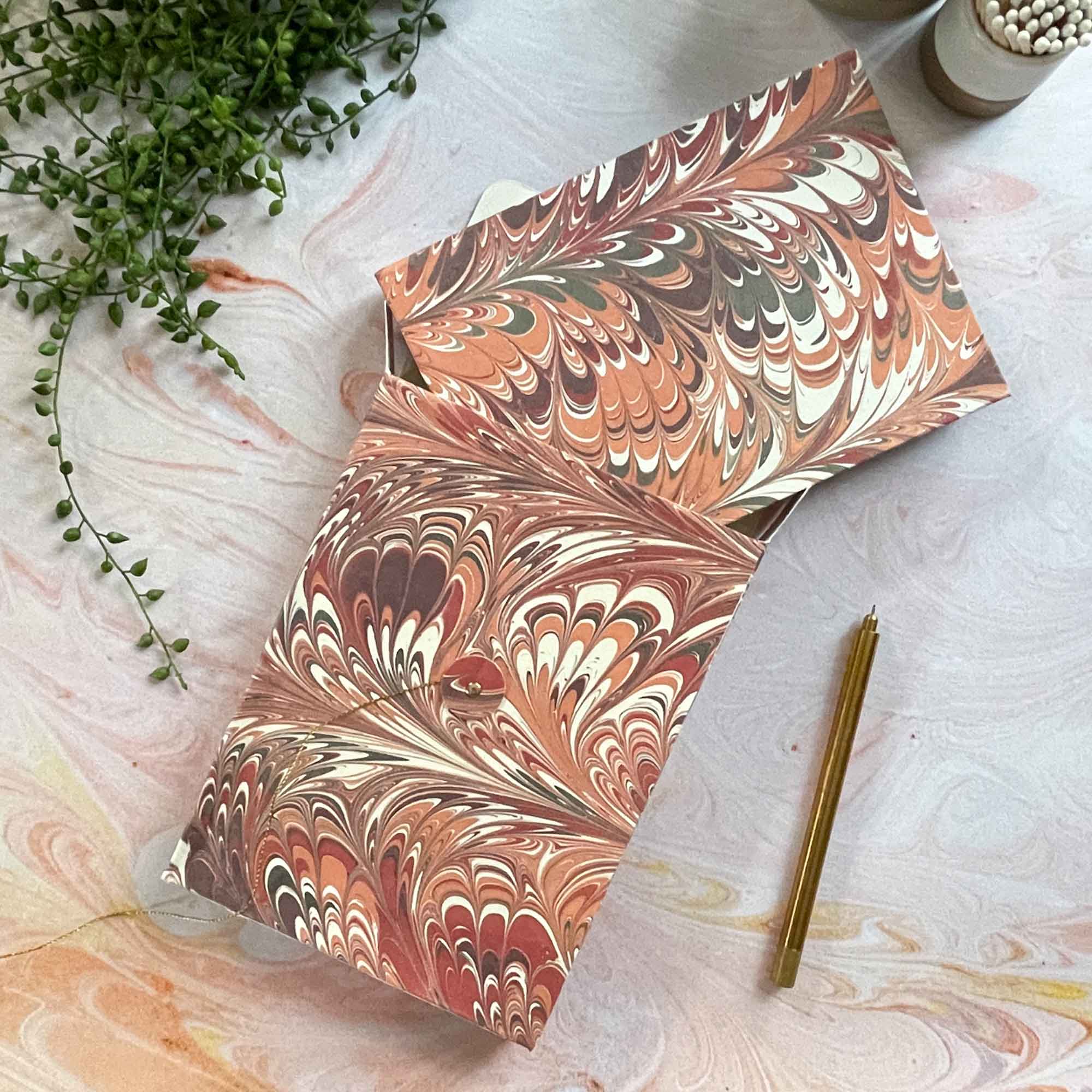 Hand Marbled A5 Notebook in Gift Box - Sunset