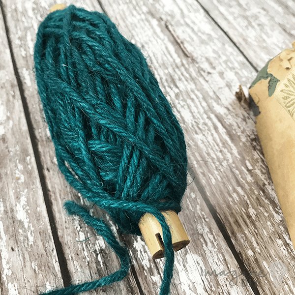 Flaxcord in teal.  Roll of natural string for floristry, gift wrapping, card making and crafts.  By The Natural paper Company