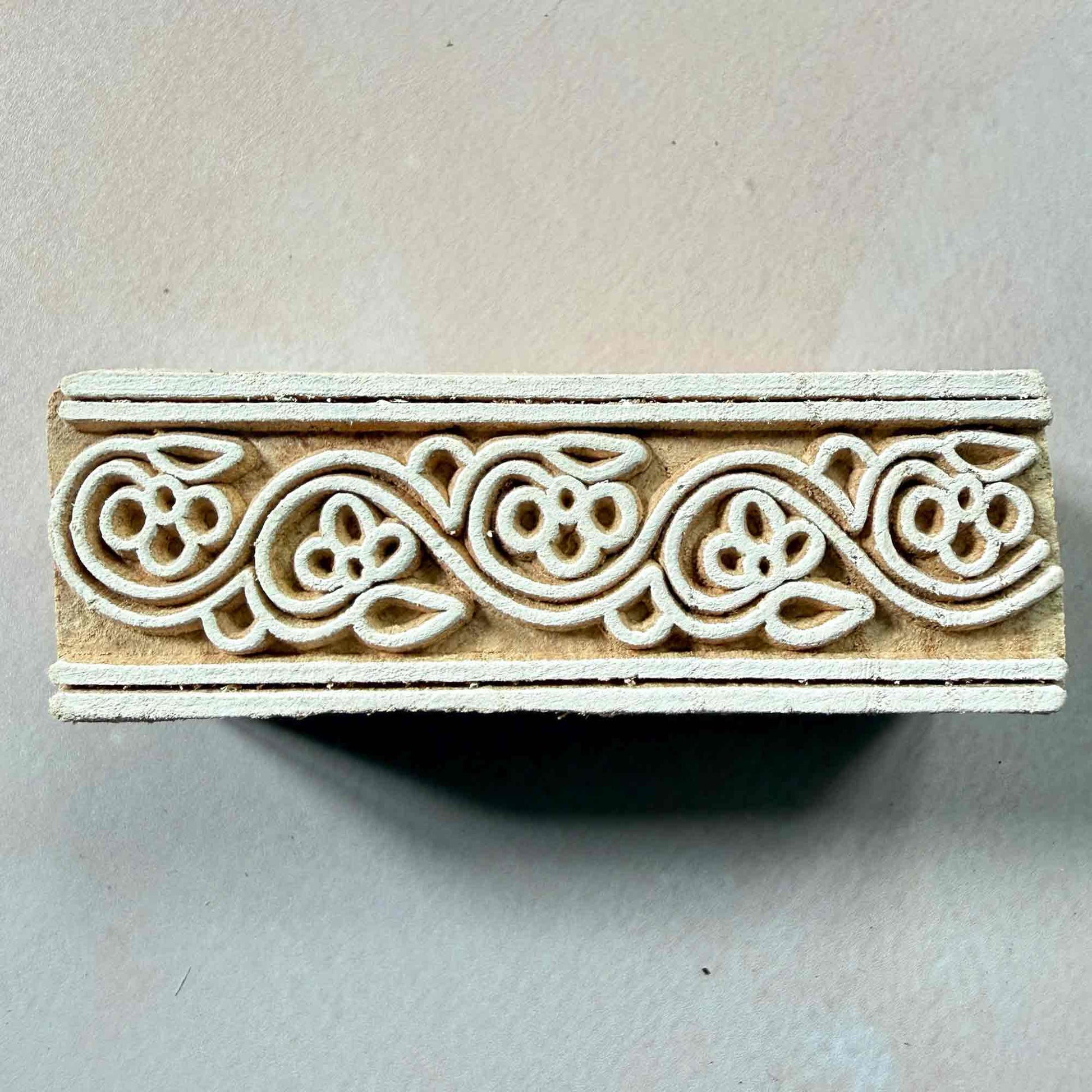 Floral wooden stamp for creating border prints
