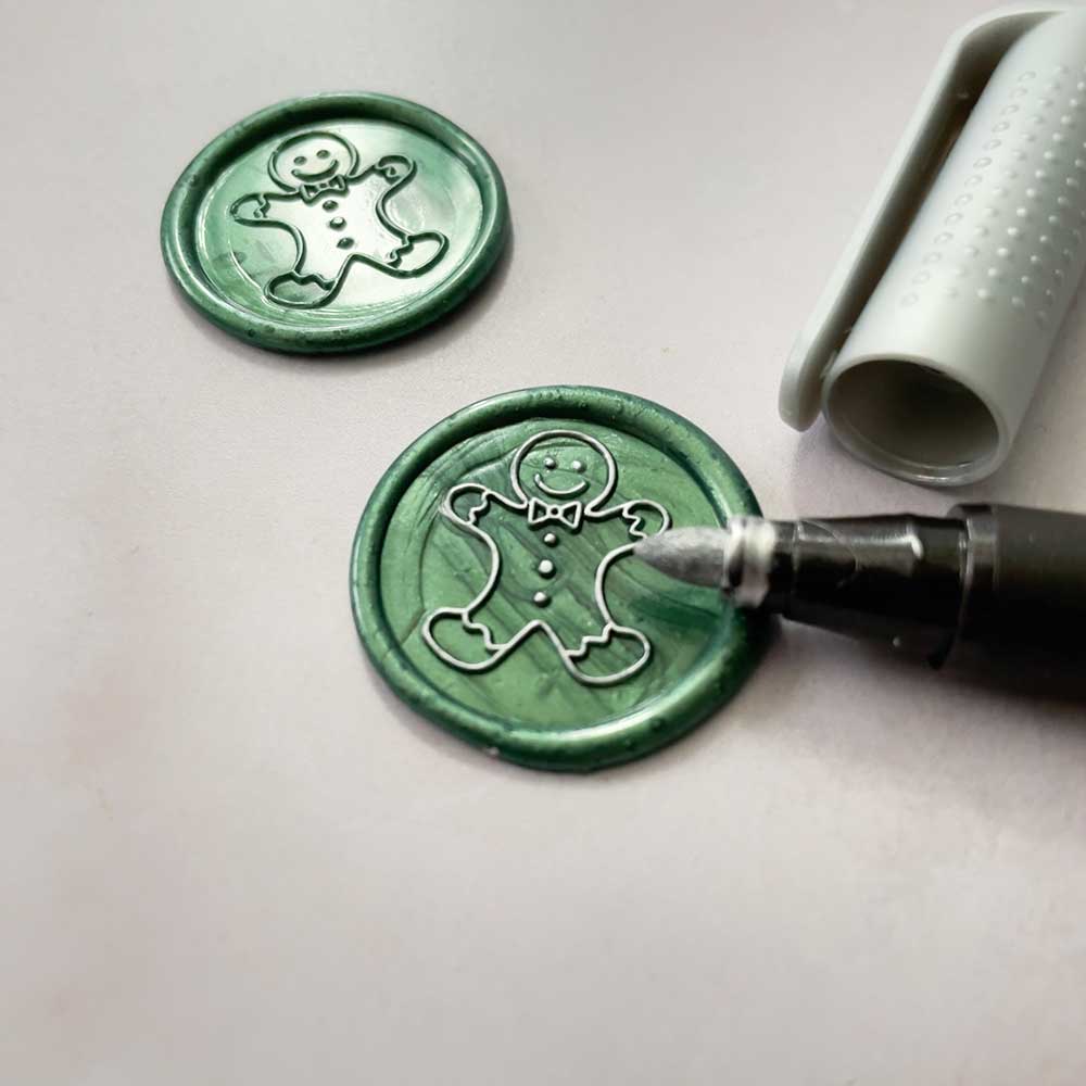 Wax seal highlighter pen in silver.  Add metallic details to your wax seals to make them pop.  By The Natural Paper Company