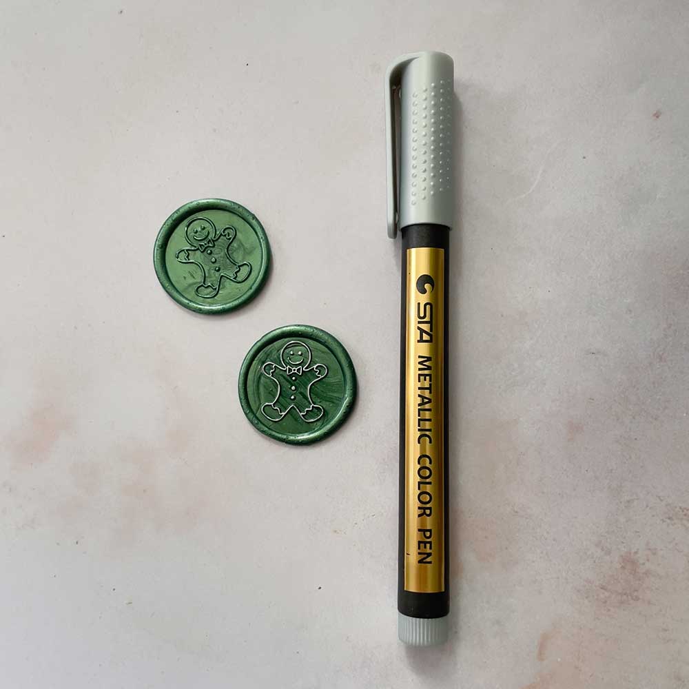 Wax seal marker pen in metallic silver.  Highlighter for adding details to wax seals and stamps.  By The Natural Paper Company