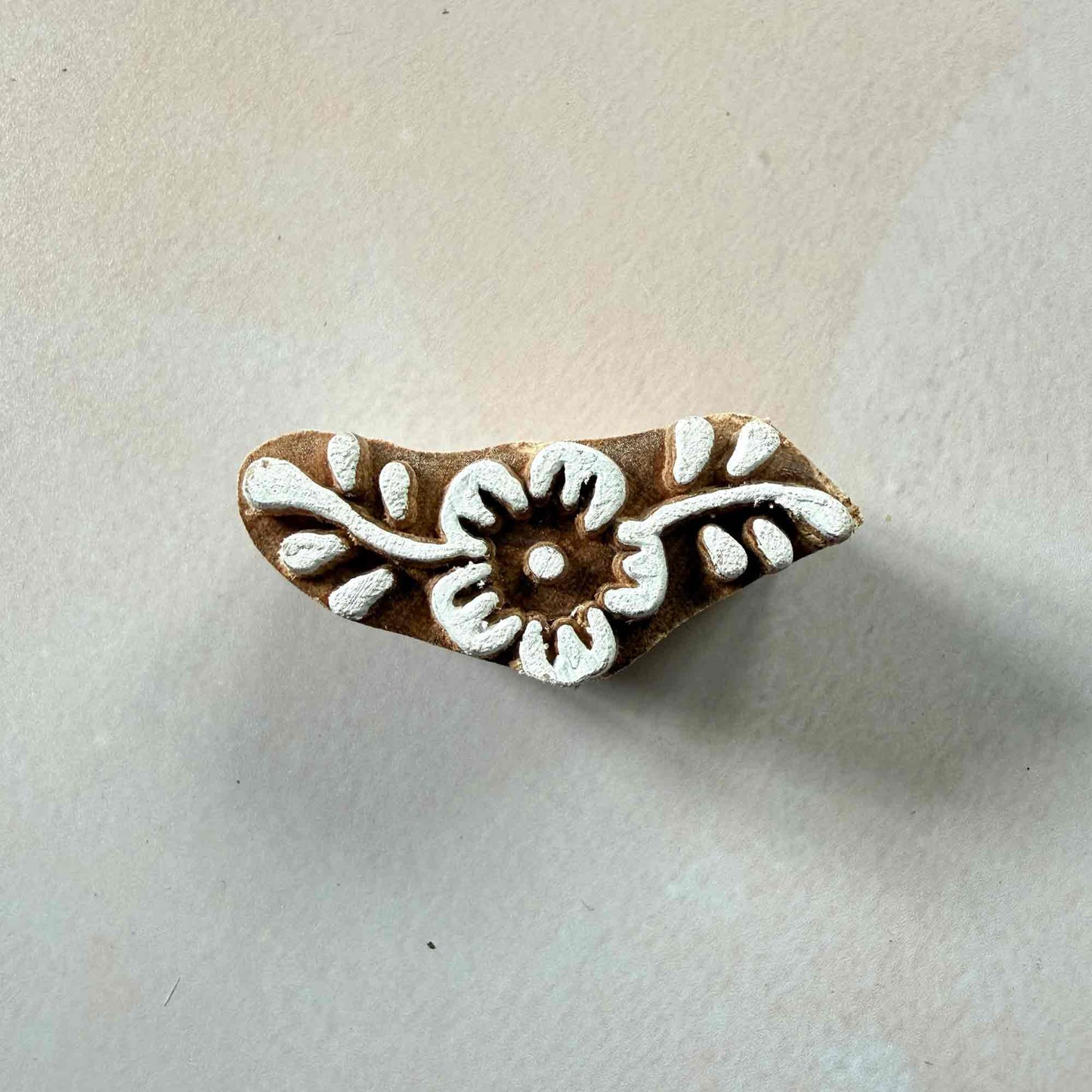 Decorative wooden printing block with  floral design 