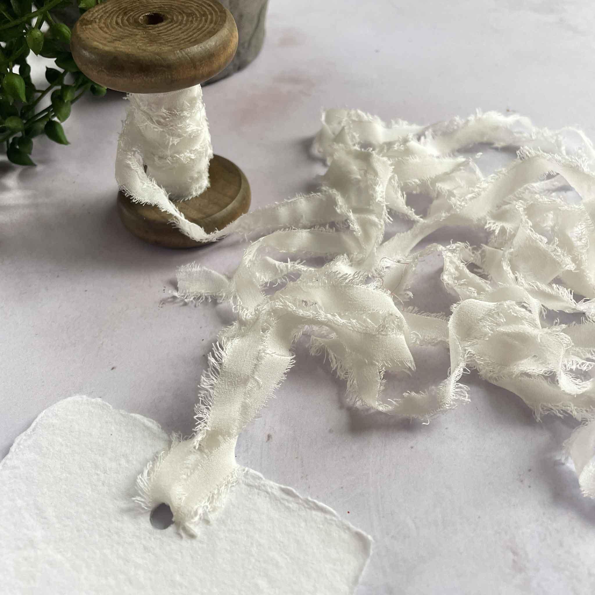 Narrow Silk Ribbon - White