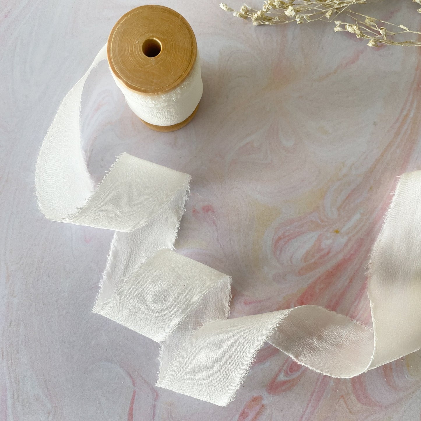 25mm Wide Silk Ribbon for Crafts.  Luxury habotai silk ribbon in white.  By The Natural Paper Company